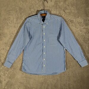 Gitman Bros Mens L Blue White Stripe Button Down Shirt Master Shirt Makers USA